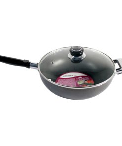 Non Stick Saute Pan Frying Pan with Lid Aluminium Wok 24cm