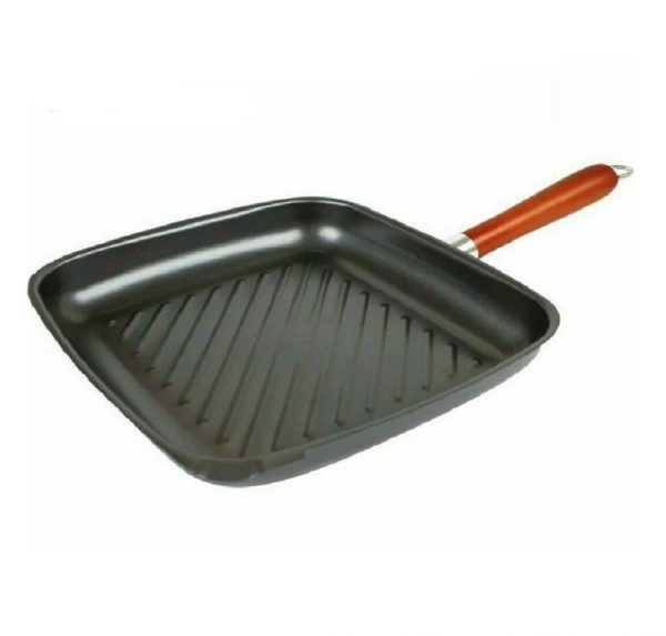 Non Stick Square Griddle Grill Fry Pan Roaswood Handle 26cm