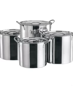 4pc Deep Stock Pot Stainless Steel Soup Stew Cooking Catering Boiling Set
