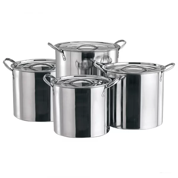 4pc Deep Stock Pot Stainless Steel Soup Stew Cooking Catering Boiling Set