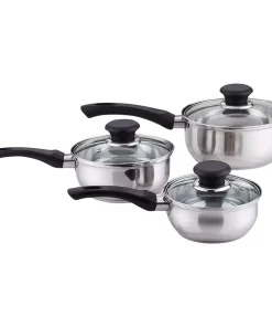 6Pcs Stainless Steel Saucepans Milk Pans Set with Lids Cookware