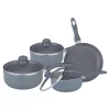 Non Stick Cookware Set Saucepan Frying Pan Set with Lid in Grey