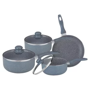 Non Stick Cookware Set Saucepan Frying Pan Set with Lid in Grey