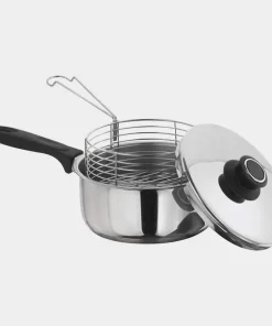 20cm Stainless Steel Pot Deep Fryer Pan With Lid & Wire Basket