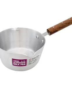 18cm Aluminium Saucepan Milk Pan Silver Cooking Pot Wooden Handle 2.1L