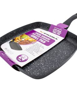 Non Stick Square Grill Pan Frying Pan Black with white dots 24cm