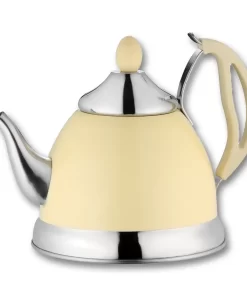 Whistling Kettle Stainless Steel Travel Tea Pot Infuser cream 1.5L