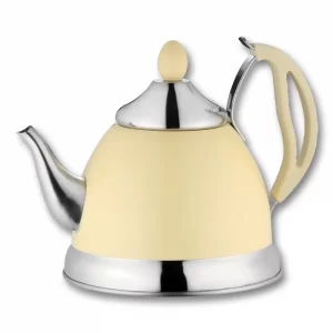 Whistling Kettle Stainless Steel Travel Tea Pot Infuser cream 1.5L