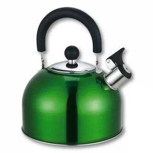 lightweight durable 2.5 litre whishtling kettle metallic green