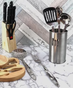 fork with Skimmer on kitchen worktop