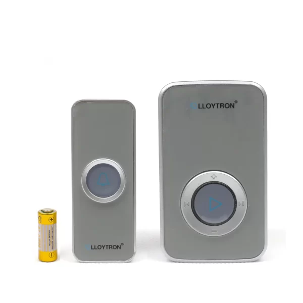 Lloytron MIP3 Wireless Doorbell Main Plug-in Door Chime in Grey